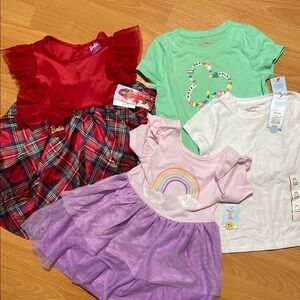 Barbie Girls 4T - 5T Bundle of 2 Dresses & 2 Tees $51 MSRP